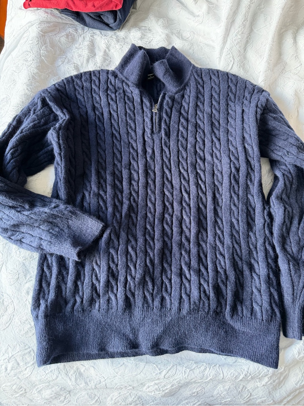 Men's Cable-Knit Half-Zip Sweater - Dark Navy